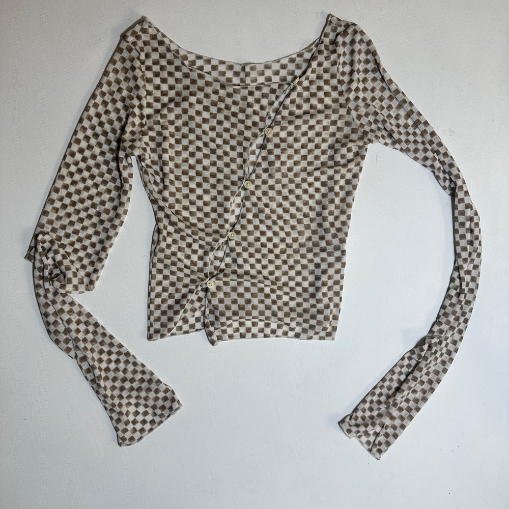 Coachella Fit Checkered Brown Women's Top